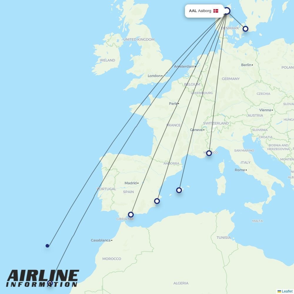 Norwegian Air Sweden routes from AAL