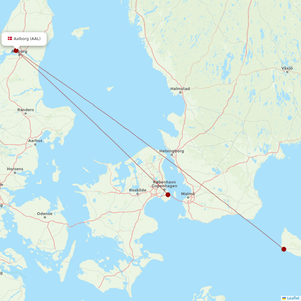 Danish Air at AAL route map