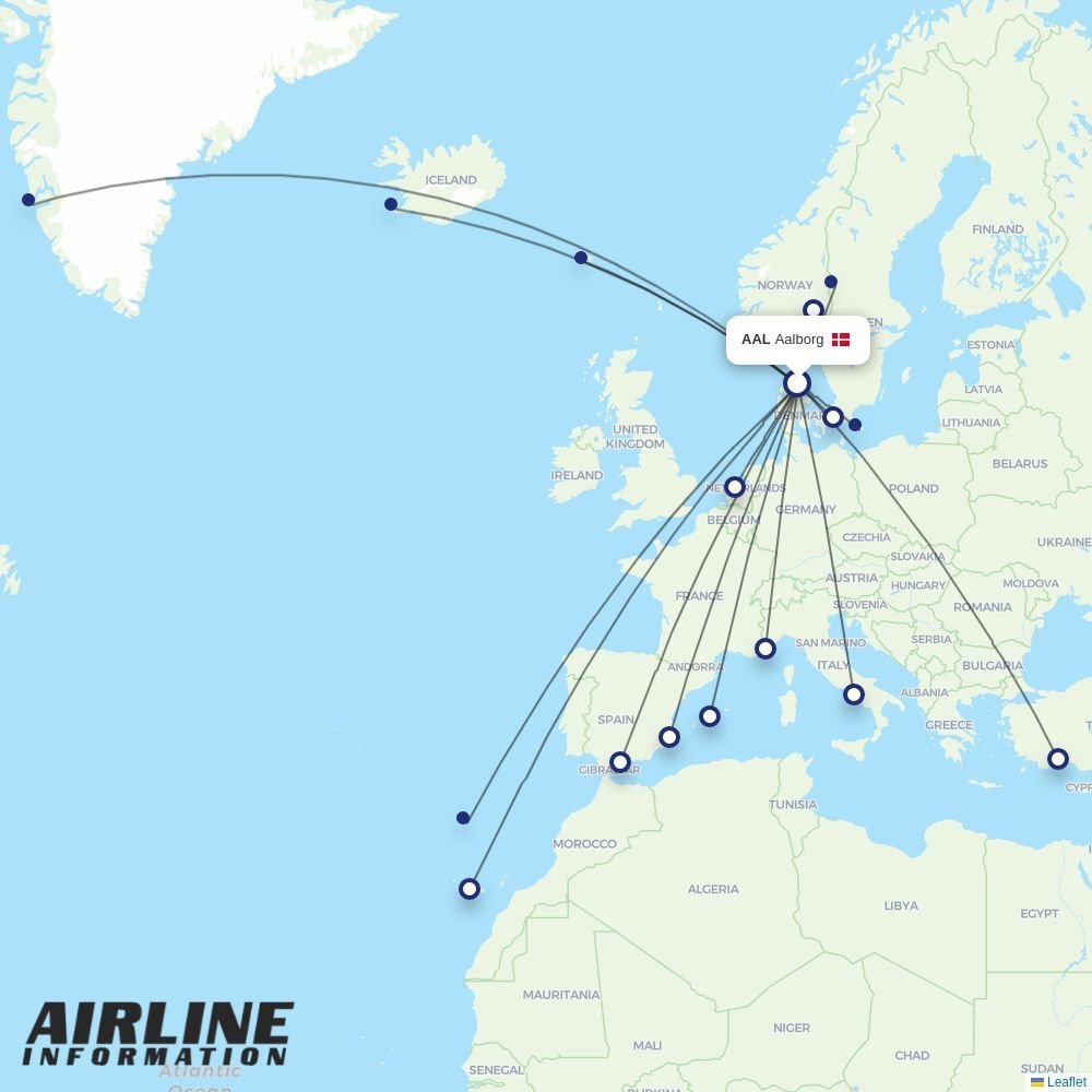 Atlantic Airways routes from AAL