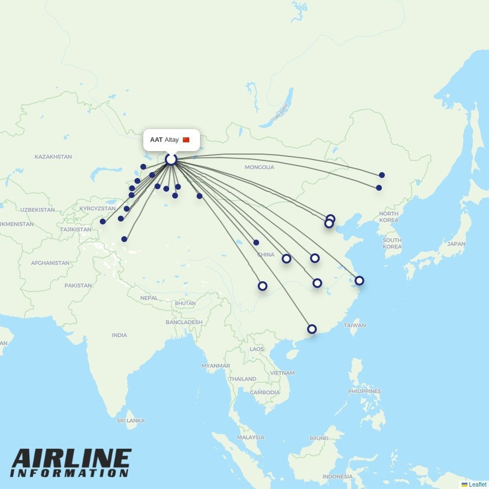 Chengdu Airlines routes from AAT