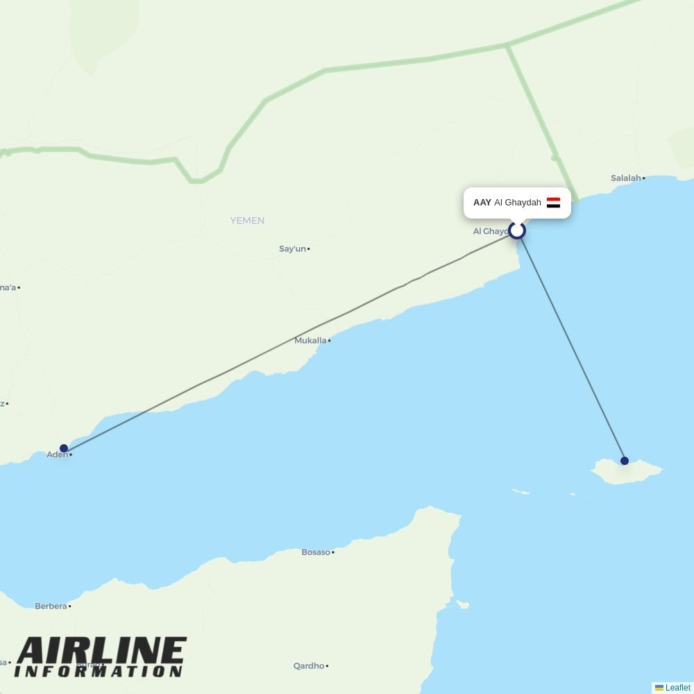 Yemenia routes from AAY