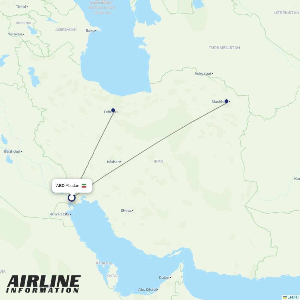 Qeshm Air routes from ABD