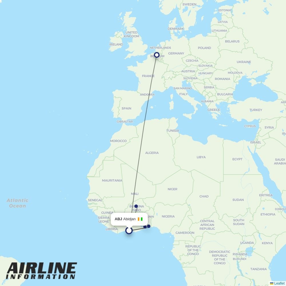 Brussels Airlines routes from ABJ