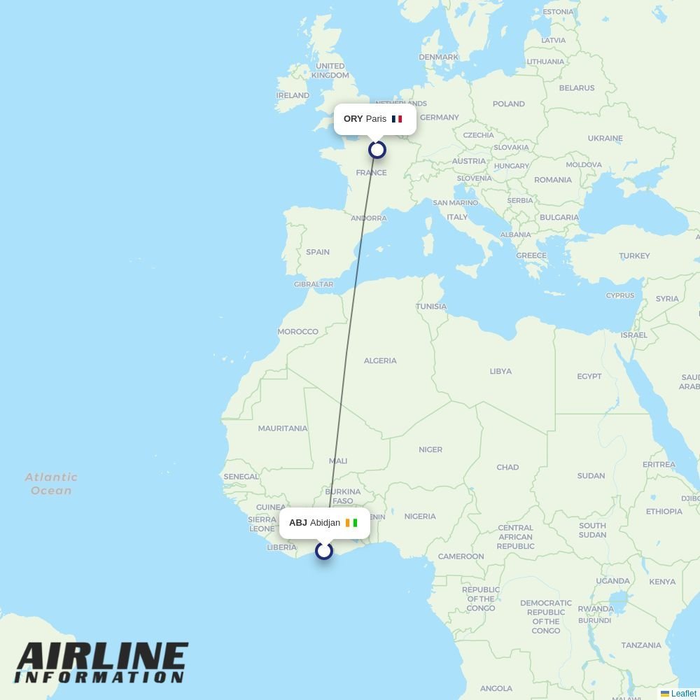Corsair routes from ABJ