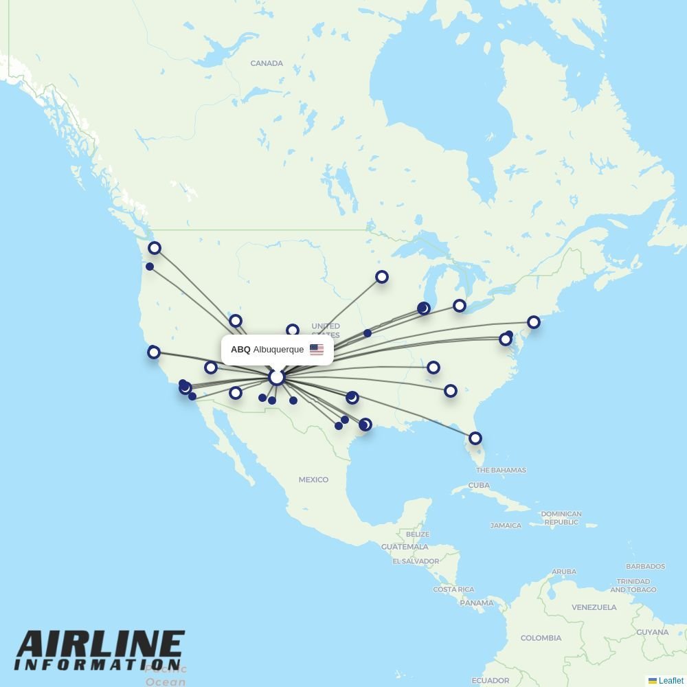 American Airlines routes from ABQ