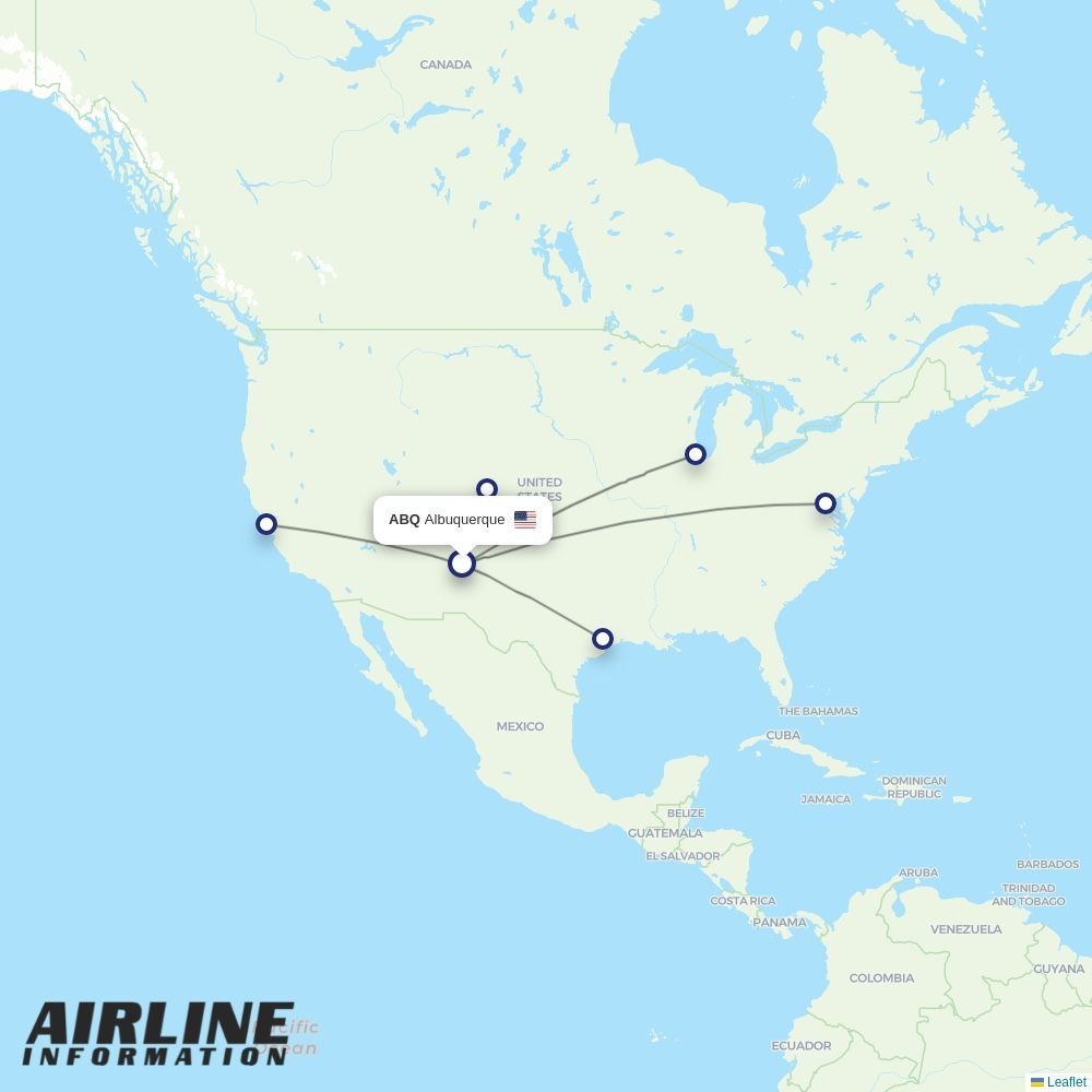 United routes from ABQ