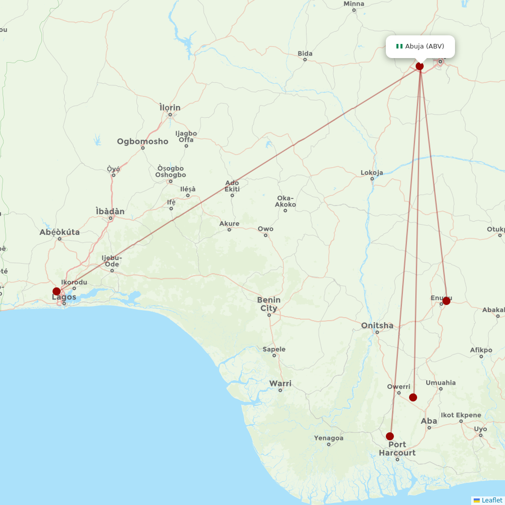 Dana Airlines at ABV route map