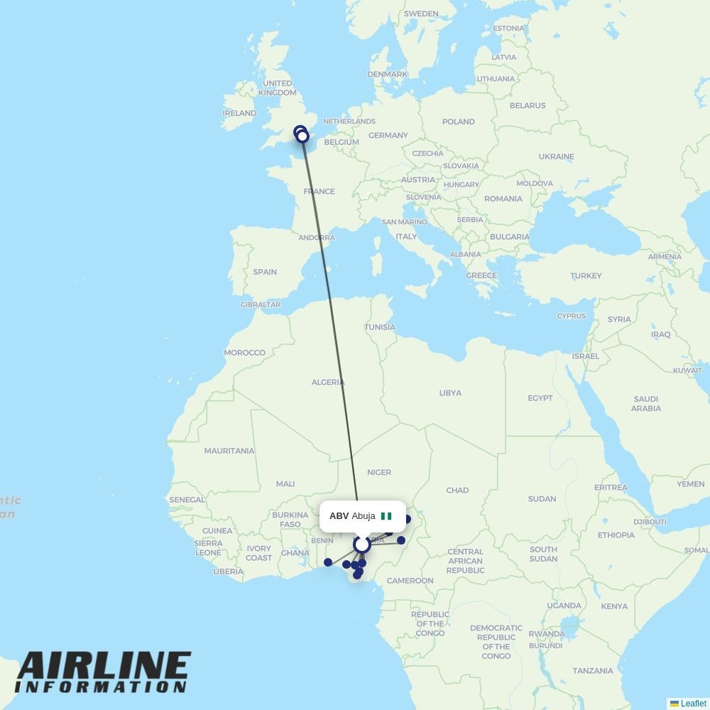 Air Peace routes from ABV