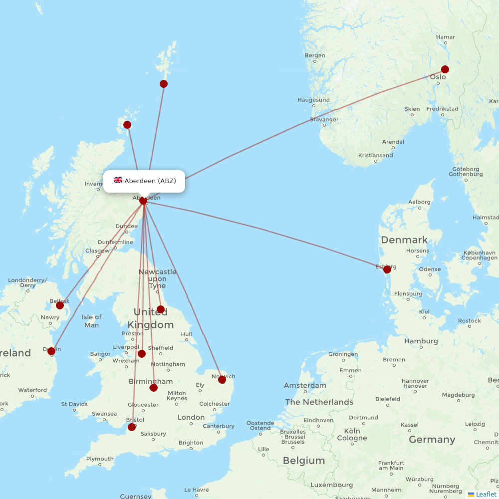 Loganair at ABZ route map