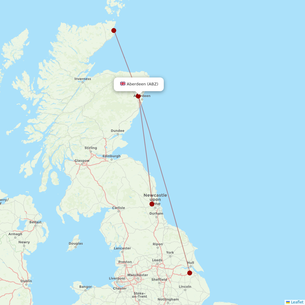 Eastern Airways at ABZ route map