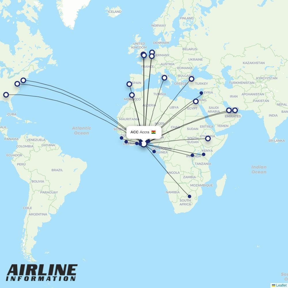 Middle East Airlines routes from ACC