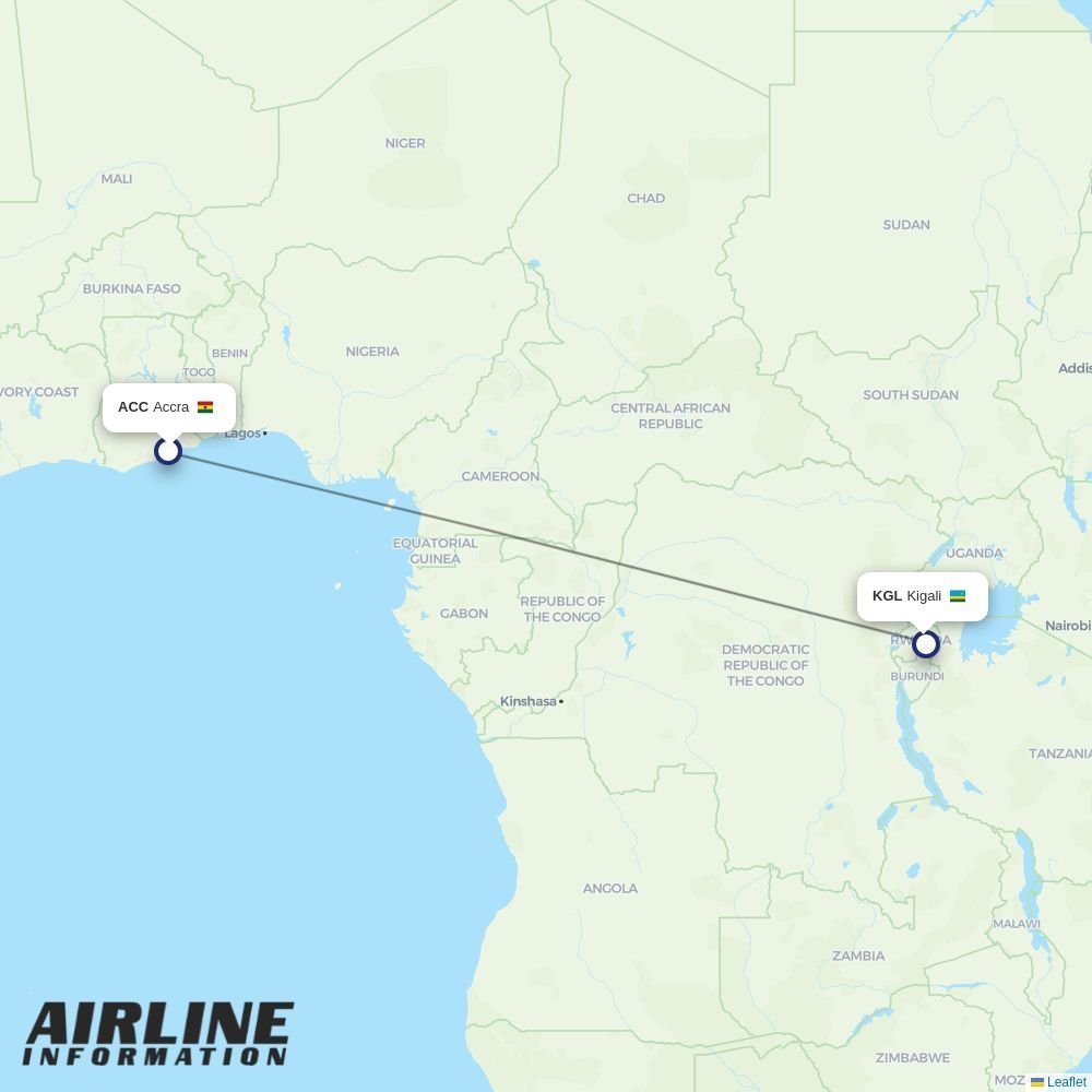 RwandAir routes from ACC