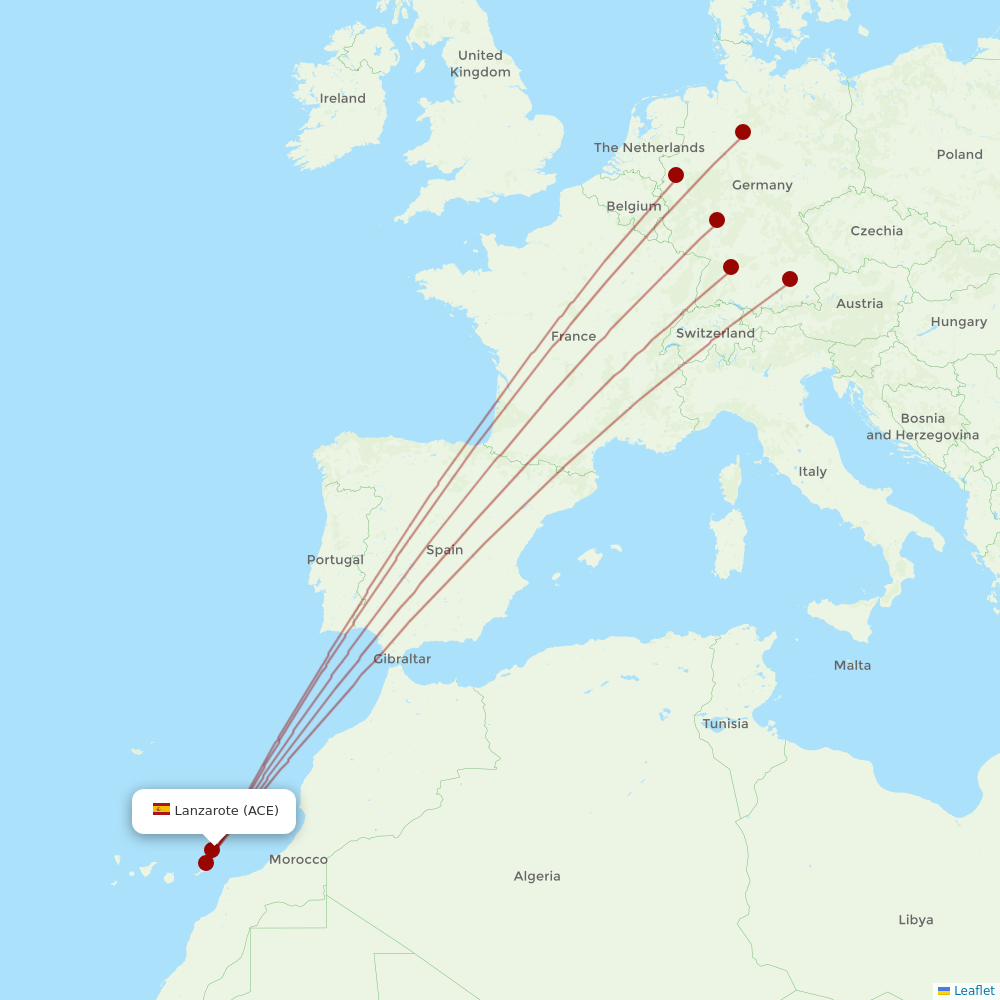 TUIfly at ACE route map