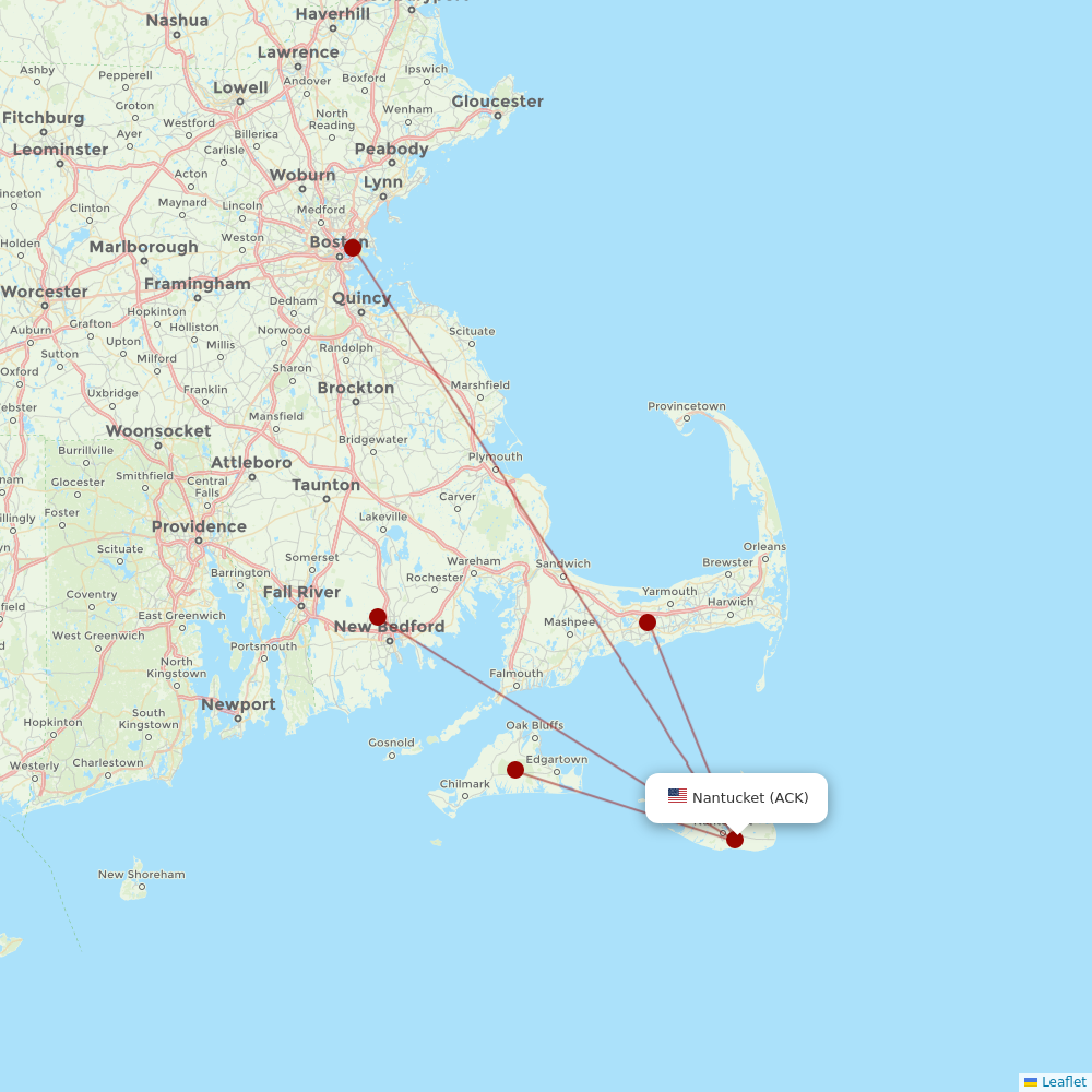Cape Air at ACK route map