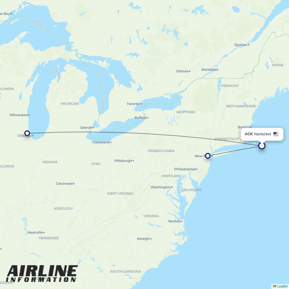 United routes from ACK
