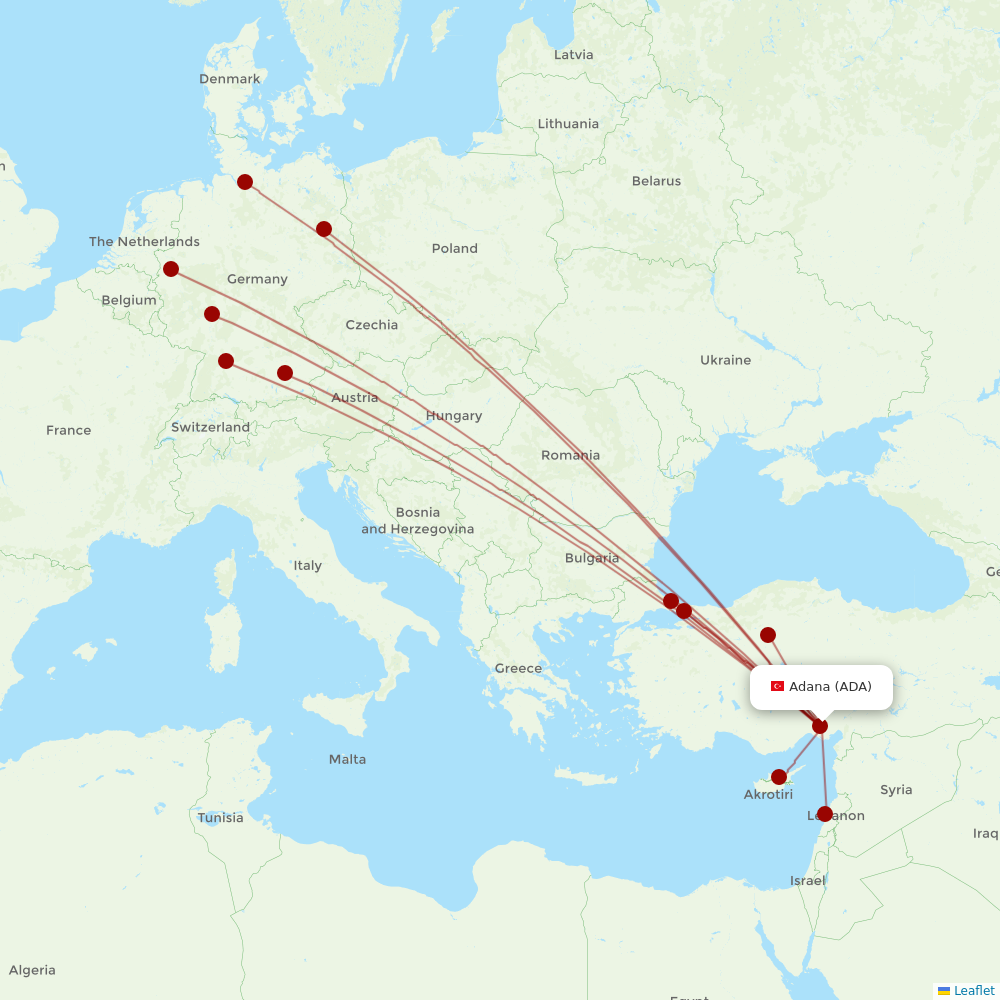 Turkish Airlines at ADA route map