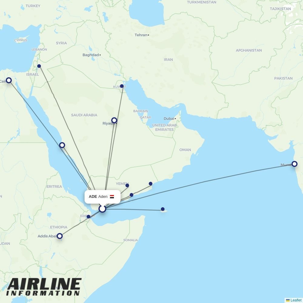 Yemenia routes from ADE