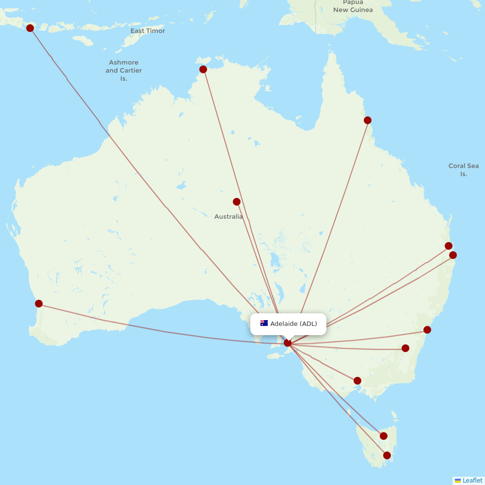 Virgin Australia at ADL route map