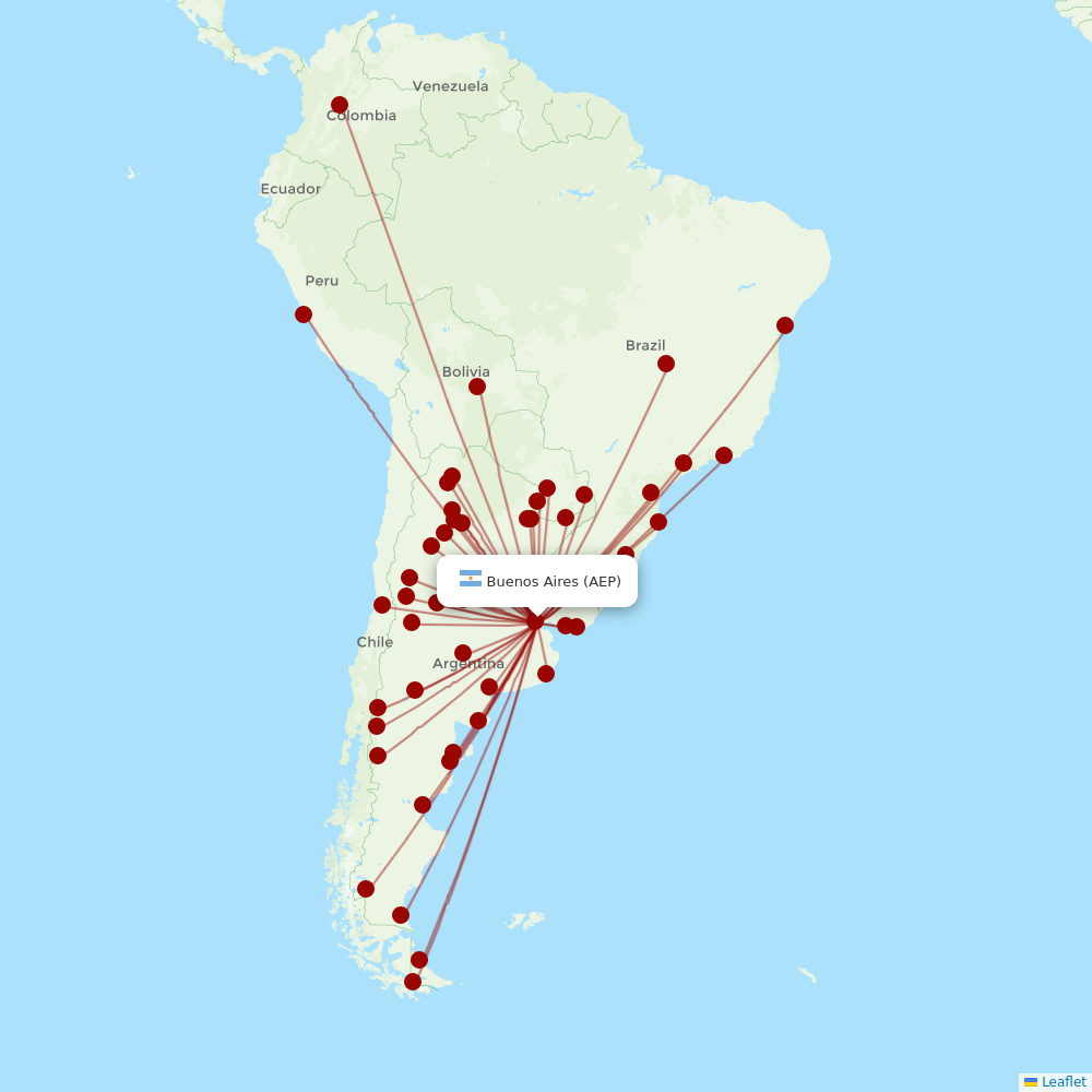 Aerolineas Argentinas at AEP route map