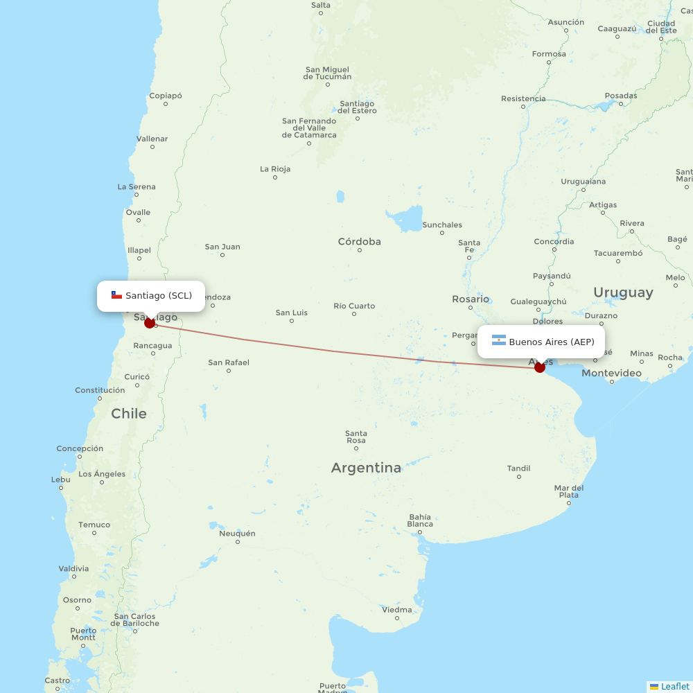 Sky Airline at AEP route map