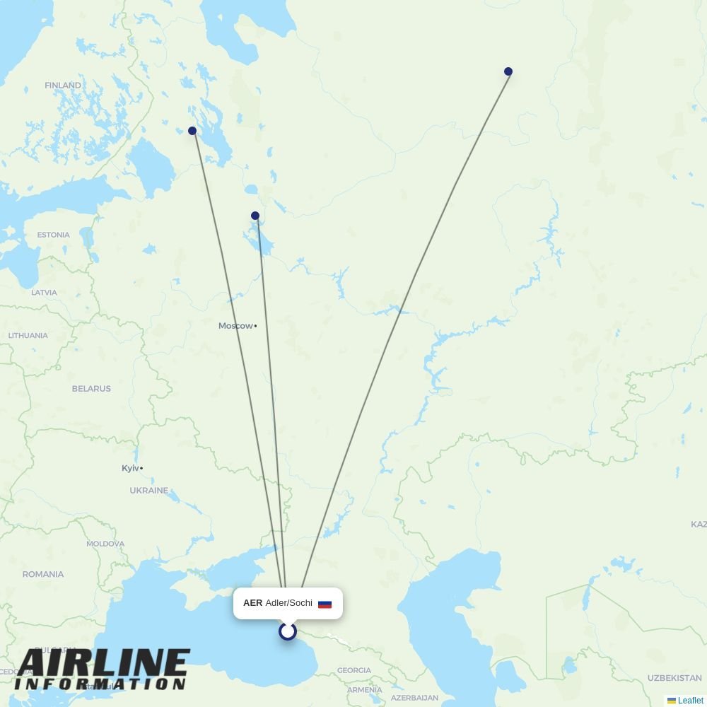 Severstal Avia routes from AER