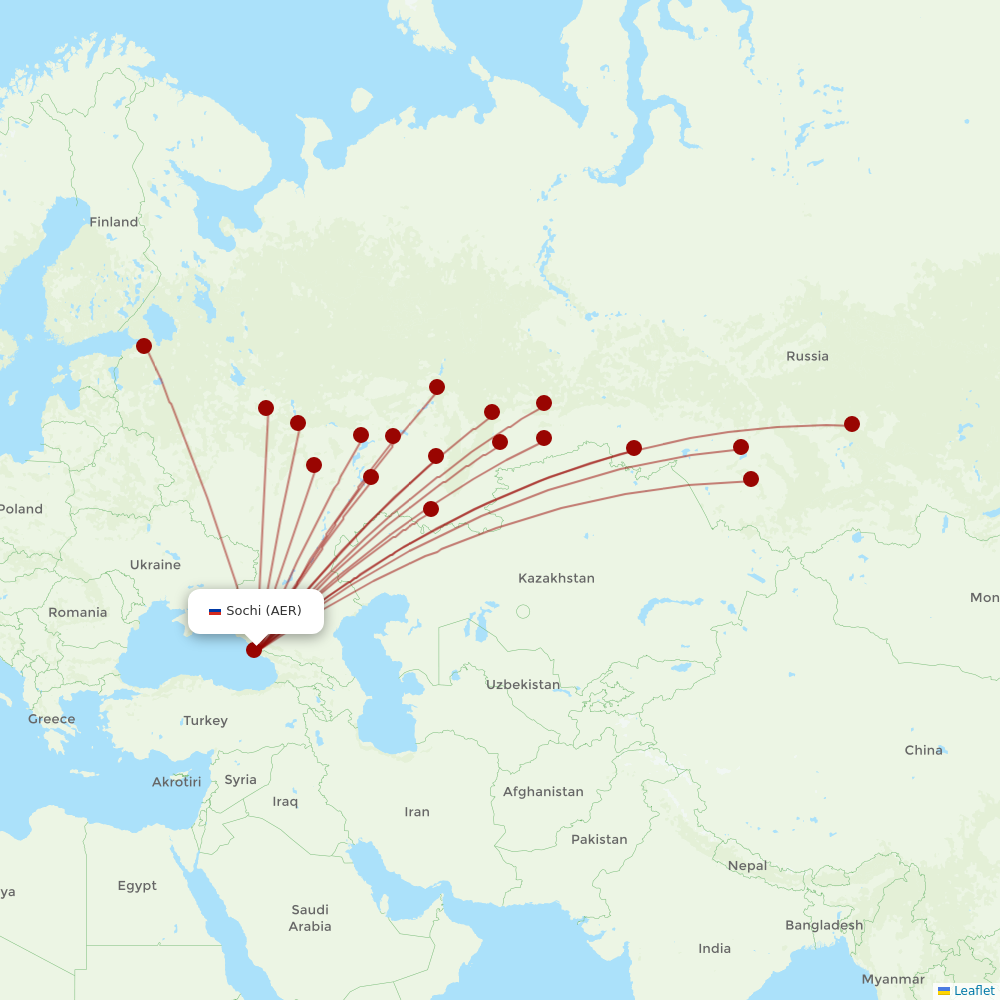 Pegas Fly at AER route map