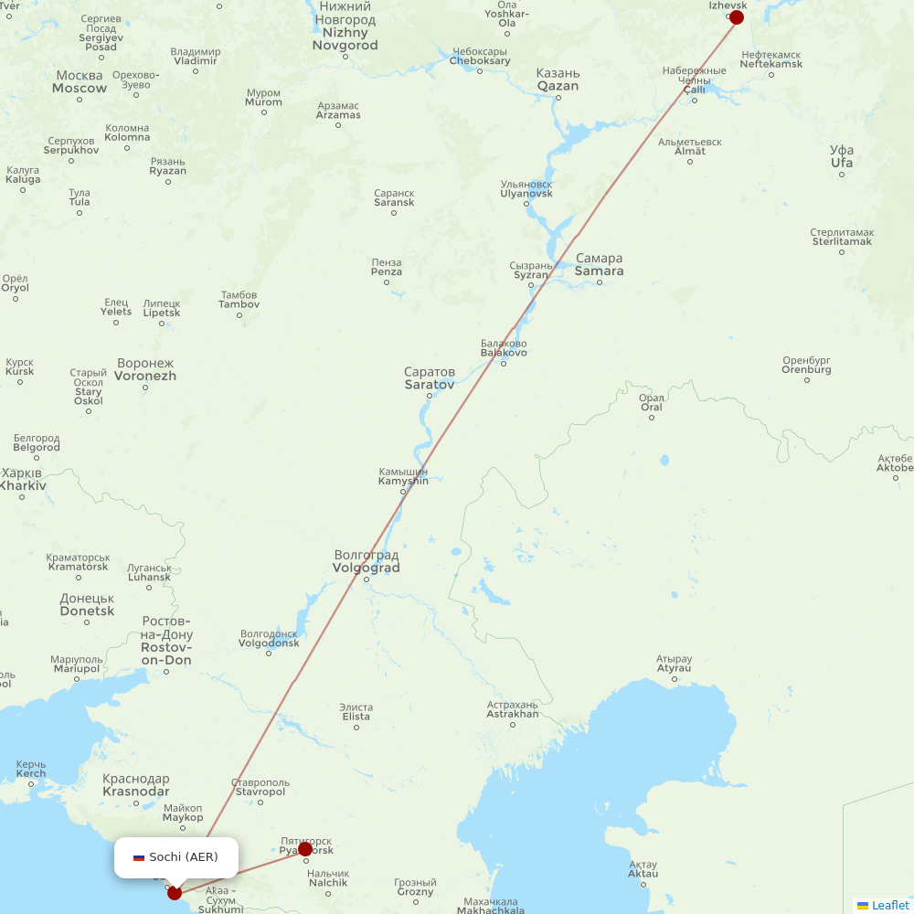 Izhavia (duplicate) at AER route map