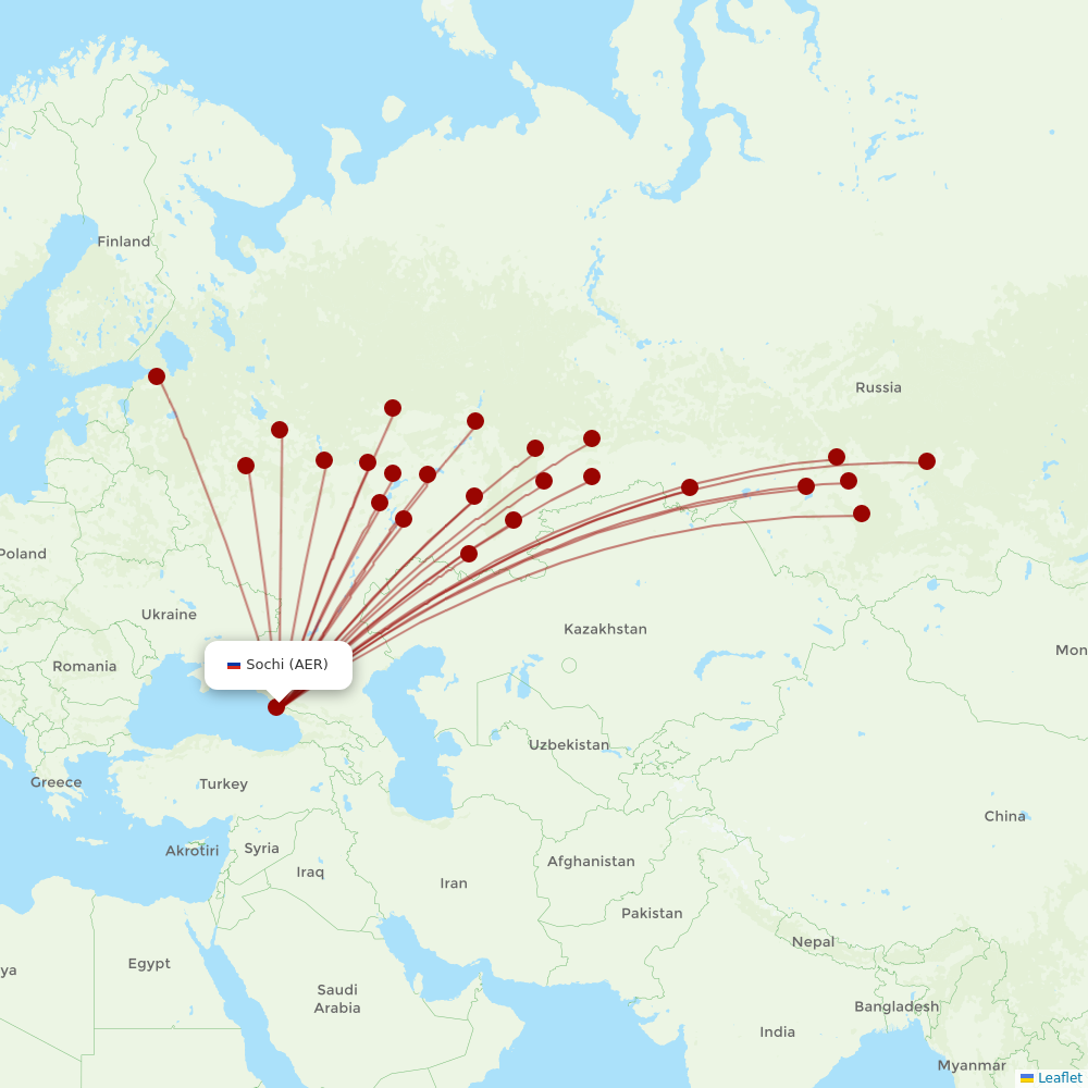 Nordwind Airlines at AER route map