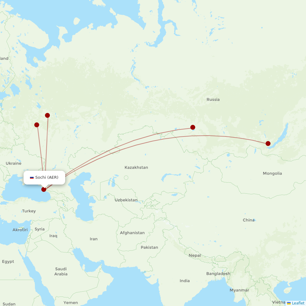 S7 Airlines at AER route map