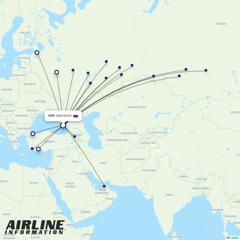 Aeroflot routes from AER