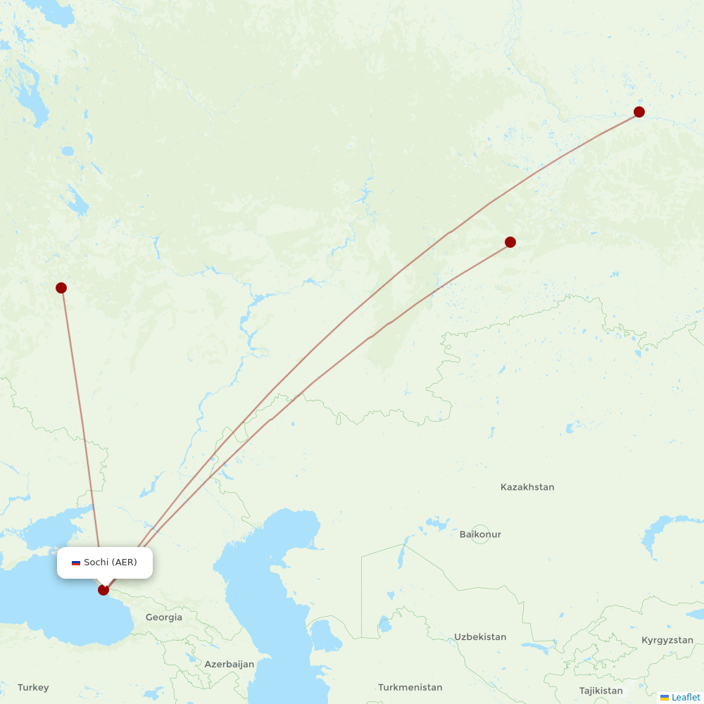 UTair at AER route map