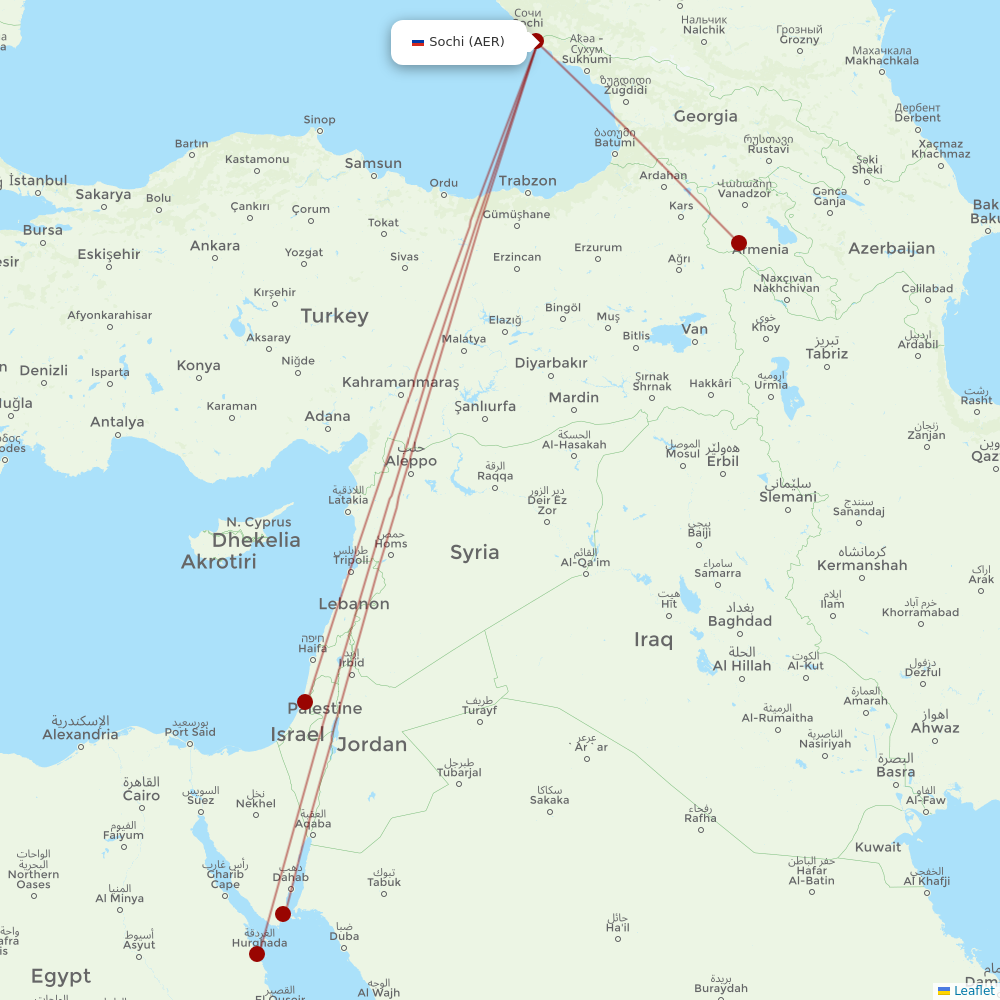 Red Wings at AER route map