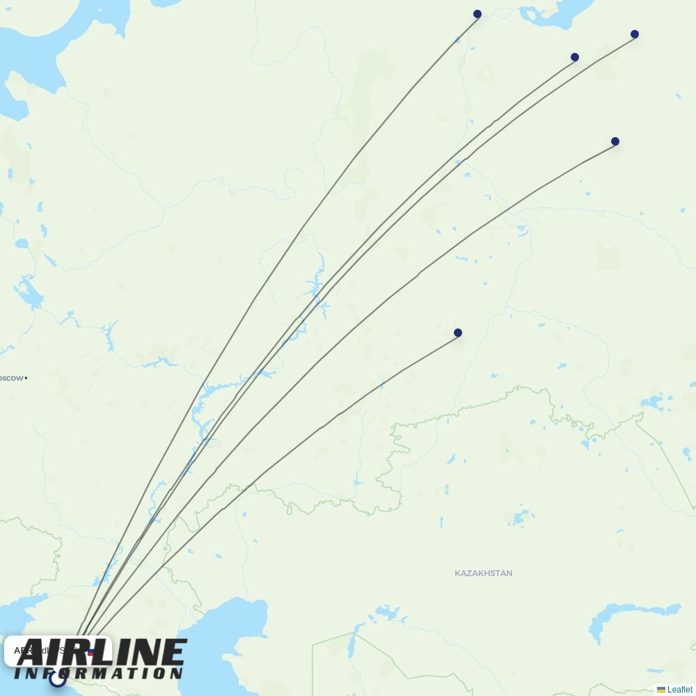 Yamal Airlines routes from AER