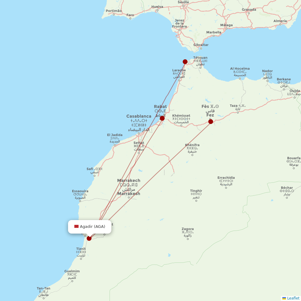 Air Arabia Maroc at AGA route map