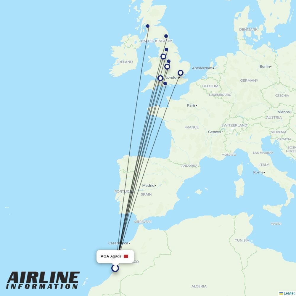 Jet2 routes from AGA