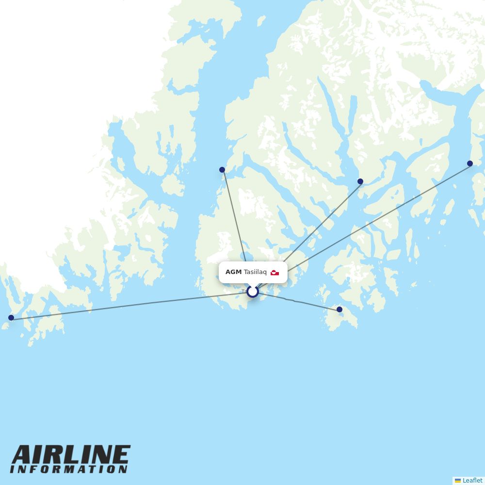 Air Greenland routes from AGM