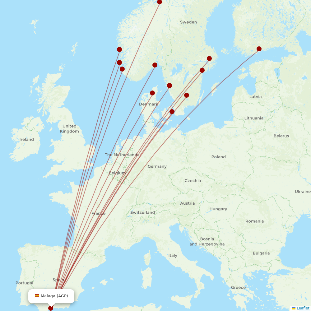 Norwegian Air Intl at AGP route map