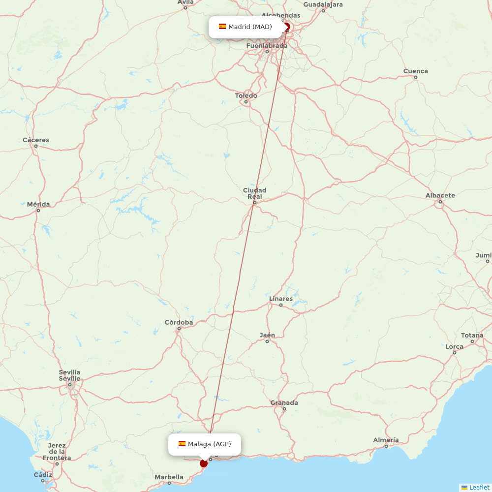Iberia Express at AGP route map
