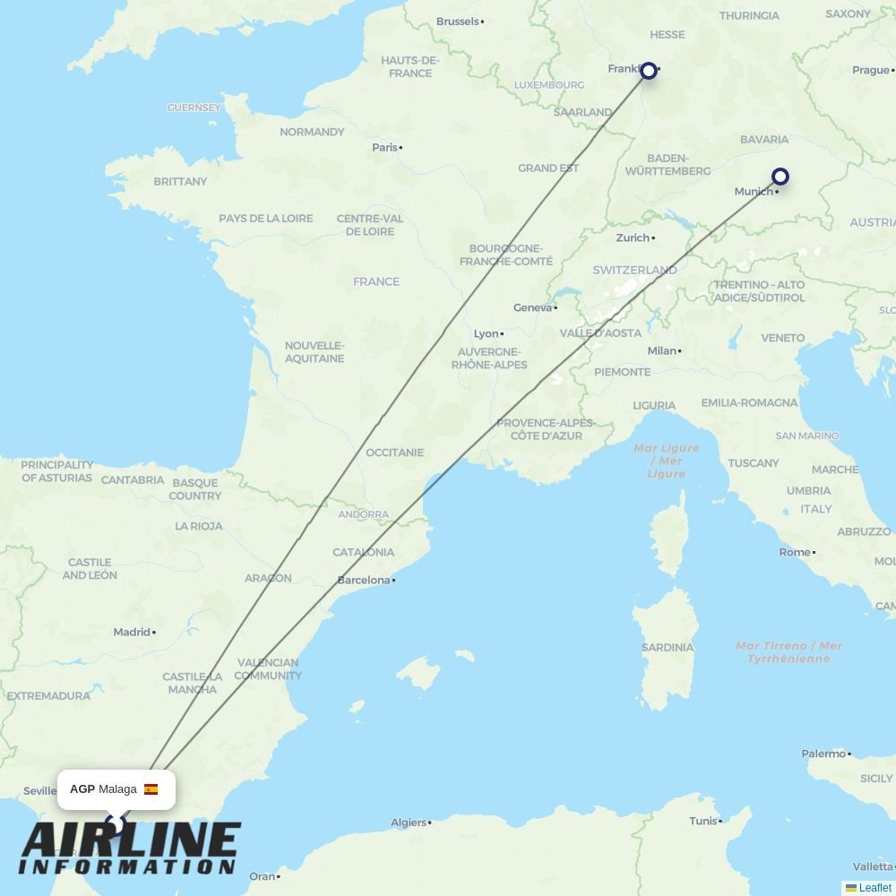 Lufthansa routes from AGP