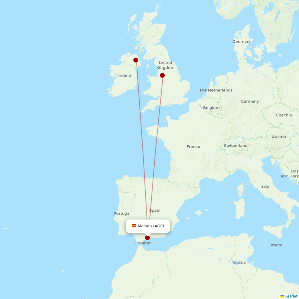 Ryanair UK at AGP route map