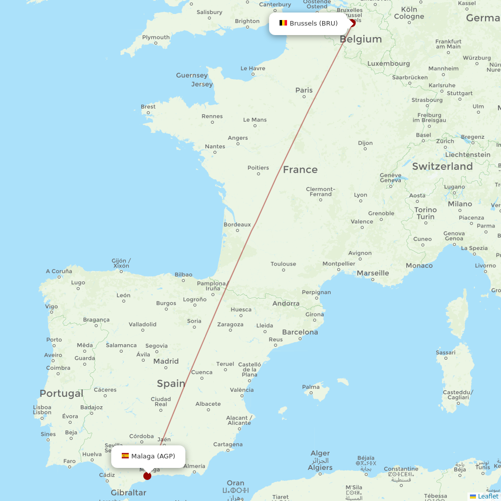 Brussels Airlines at AGP route map
