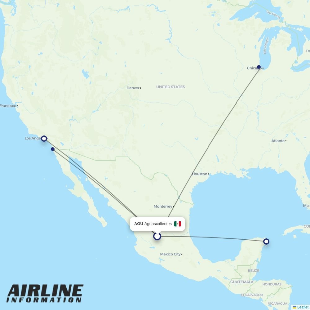 Volaris routes from AGU