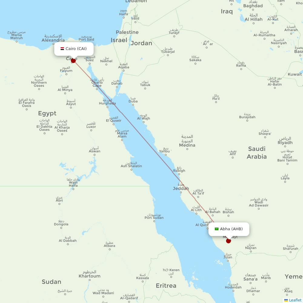 Nile Air at AHB route map