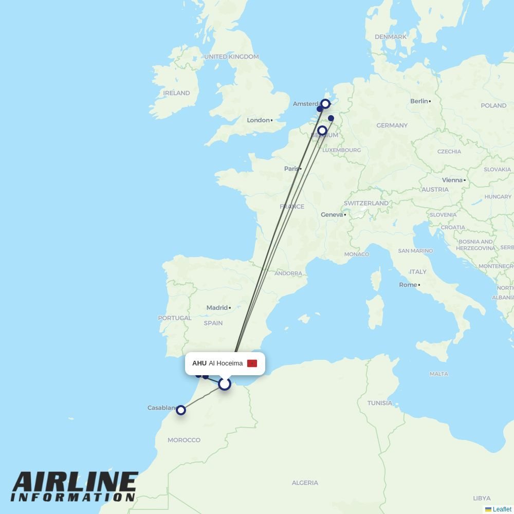 Royal Air Maroc routes from AHU