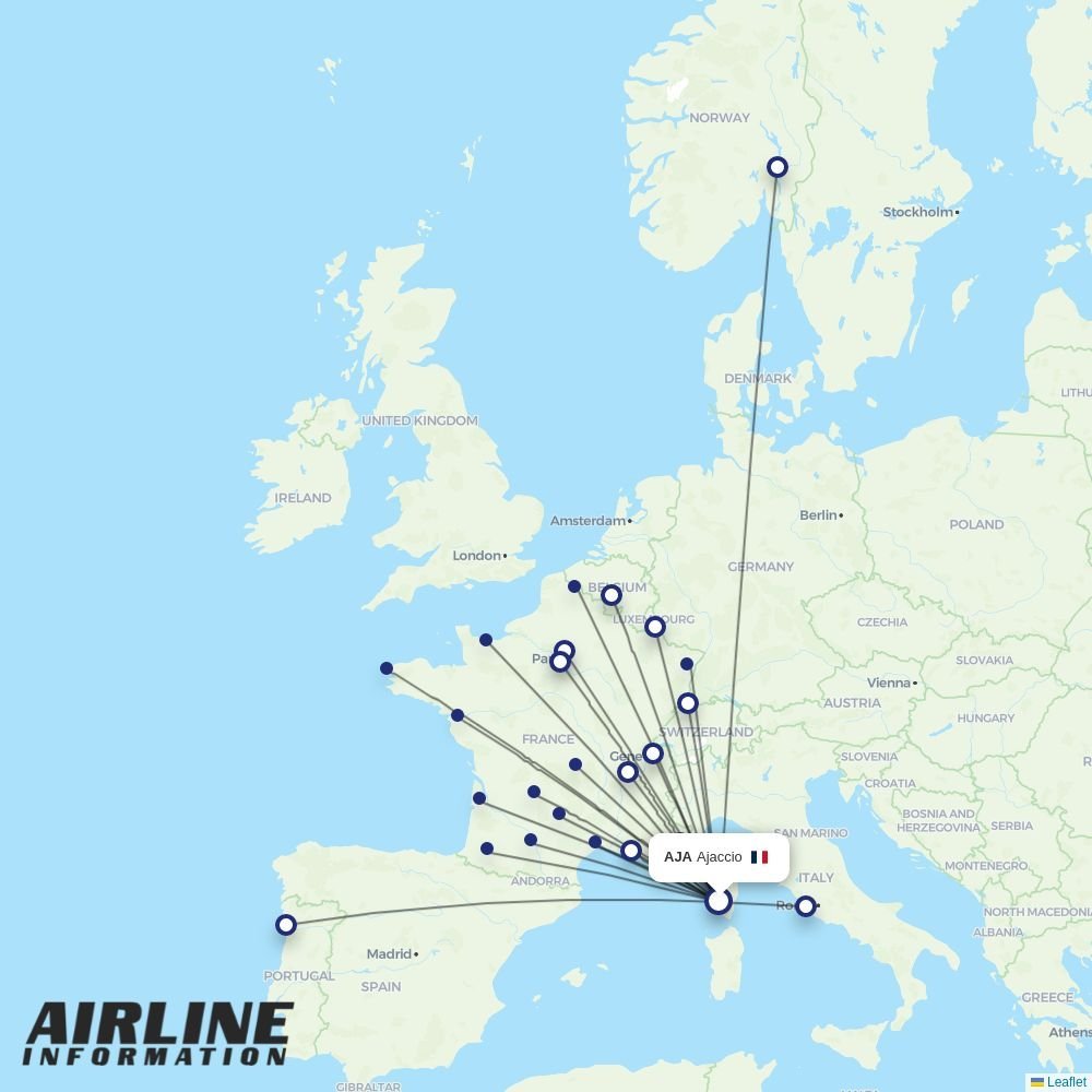 Transavia France routes from AJA