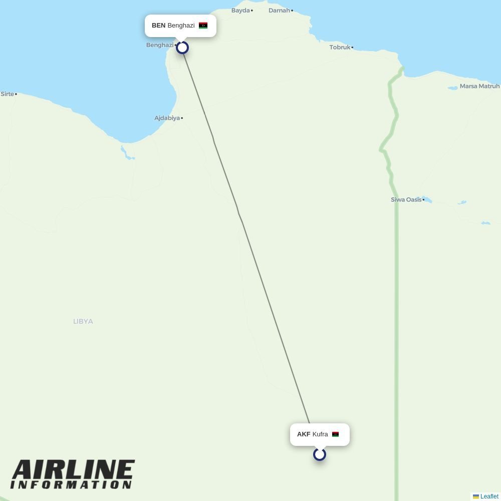 Buraq Air routes from AKF