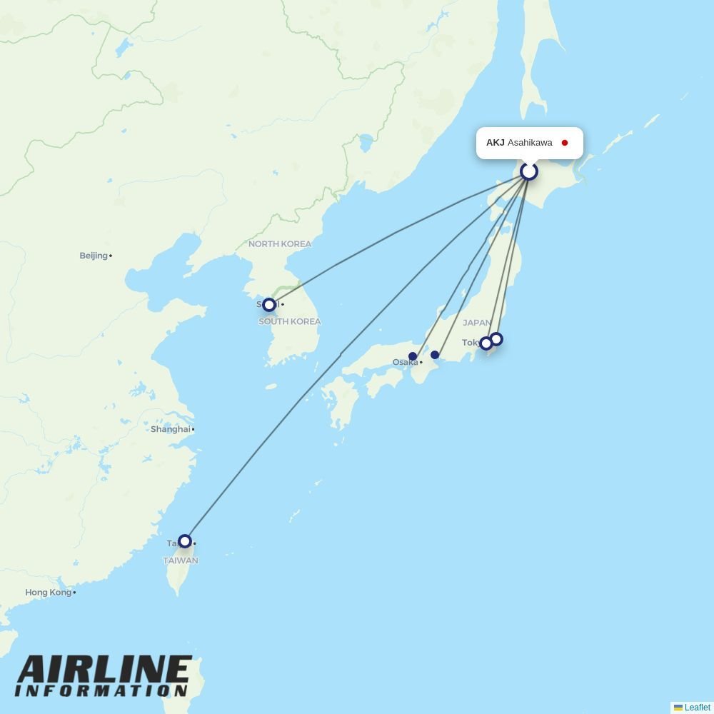 JAL routes from AKJ