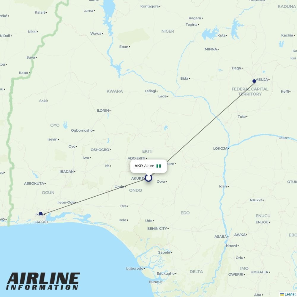 Overland Airways routes from AKR
