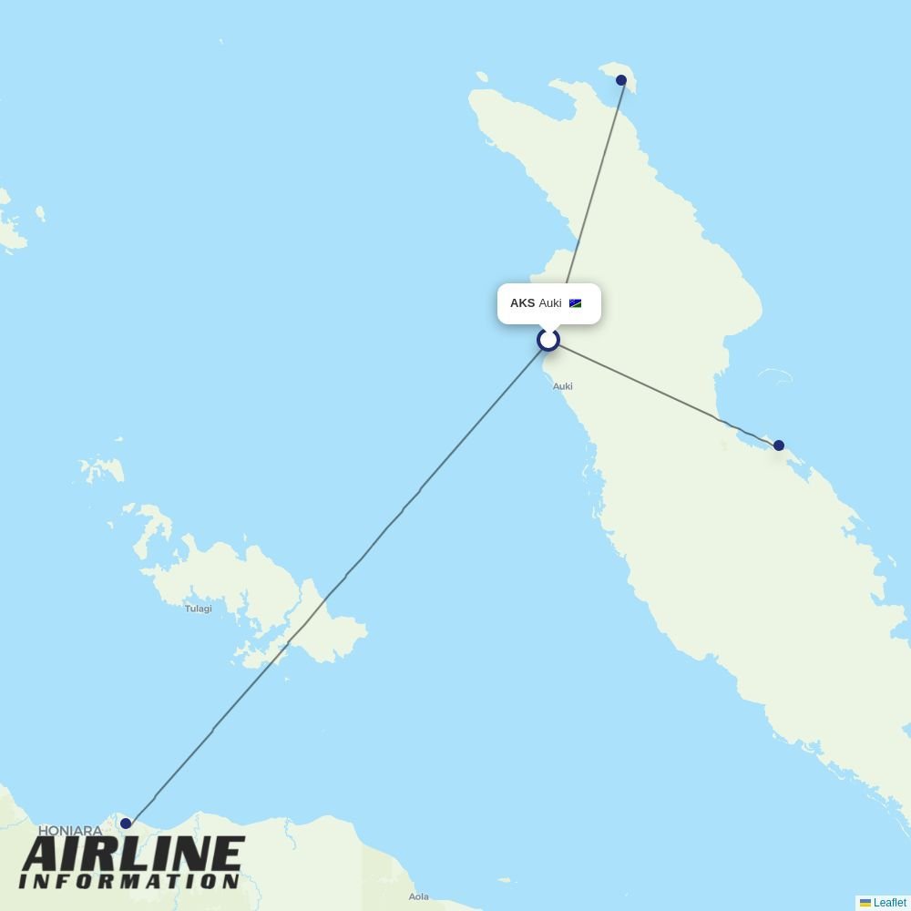 Solomon Airlines routes from AKS