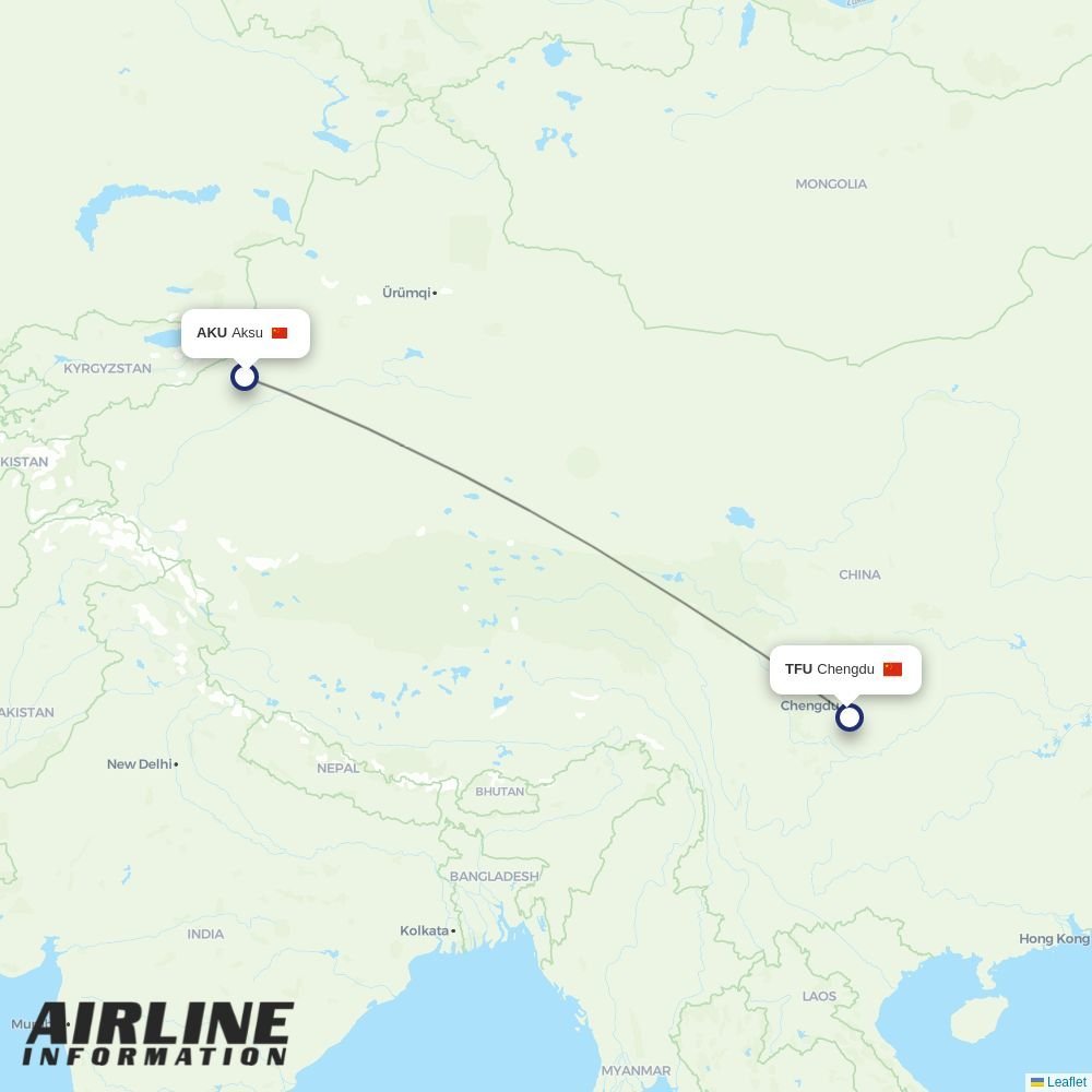 Sichuan Airlines routes from AKU